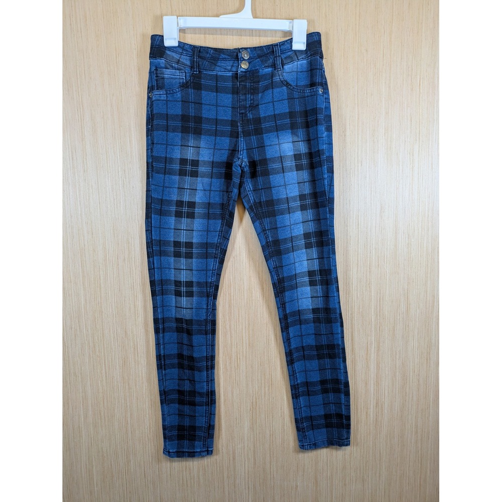 Canyon River Blues Women Blue Black Plaid Skinny Pants Jeggings Size 16 88577